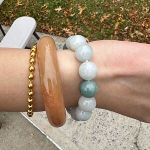 New untreated Myanmar jadeite blue green white color beaded bracelet